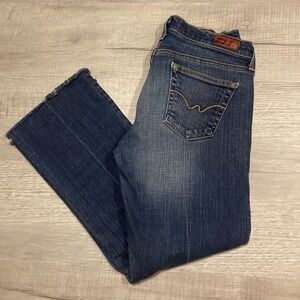 AG Adriano Goldschmied The Angel Jeans Cropped Boot Cut Raw Hem Size 28x25